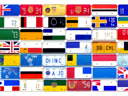 Various diplomatic license plates from different countries