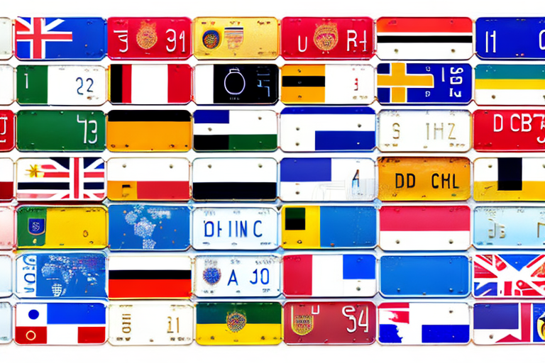 Various diplomatic license plates from different countries