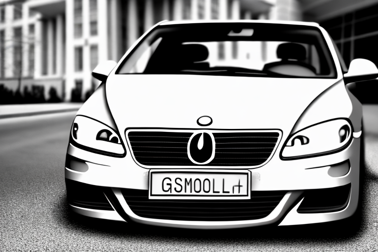 A german diplomatic license plate on a car parked outside a government building