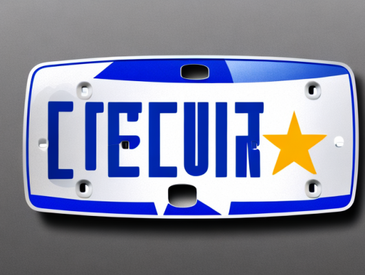 A car license plate with the eu flag on the left side