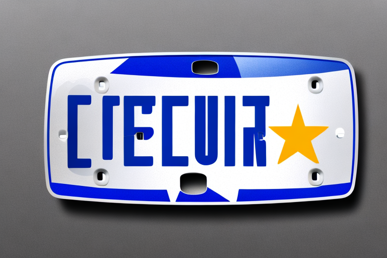 A car license plate with the eu flag on the left side
