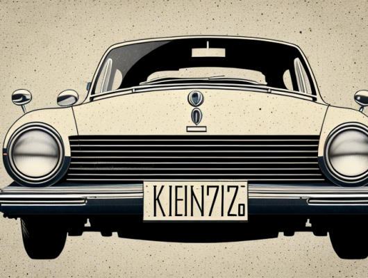 A classic vintage car with a visible license plate