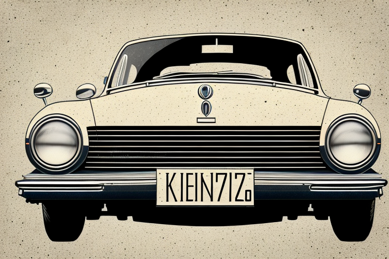A classic vintage car with a visible license plate