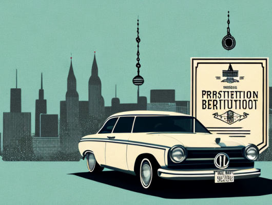 A vintage car with a prohibition sign over it