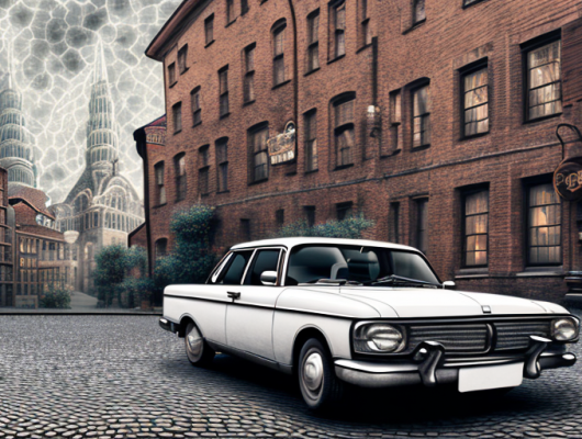 A classic diesel car with intricate details