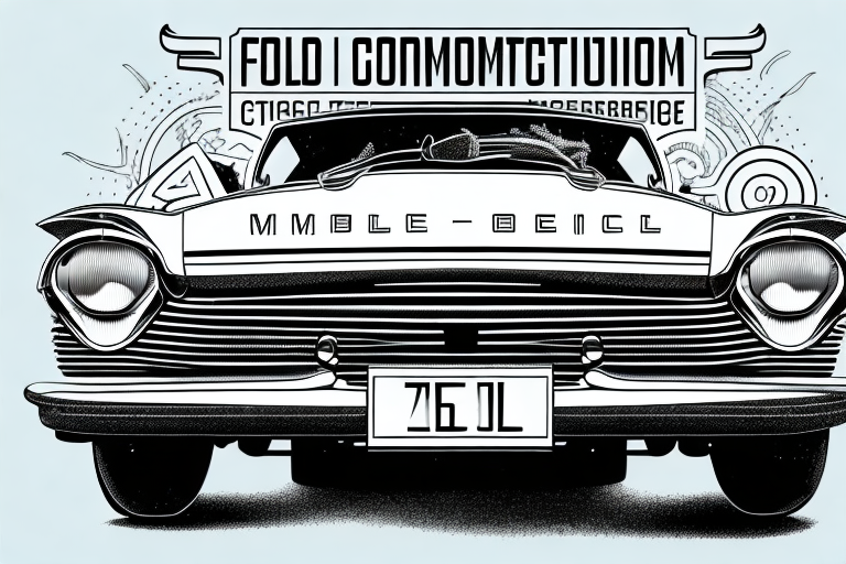 A classic oldtimer car with a symbolic prohibition sign overlaying it