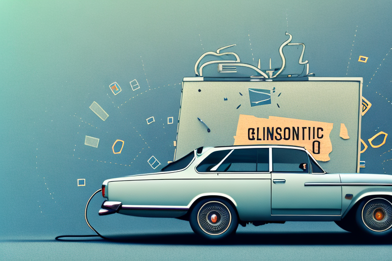 A vintage car with a placard on it that says "exempted" in german