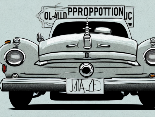 An old-timer car with a prohibition sign overlaying it