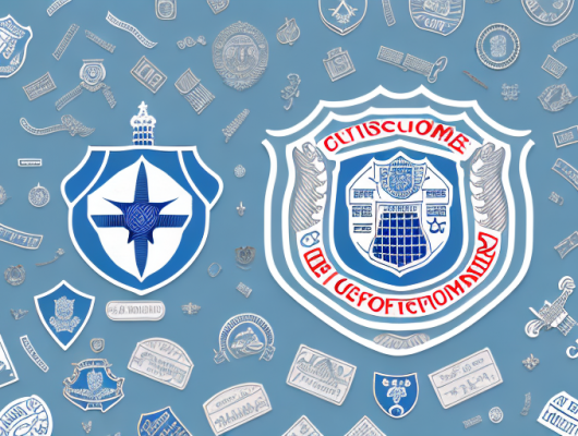 Various customs symbols such as a customs officer's badge