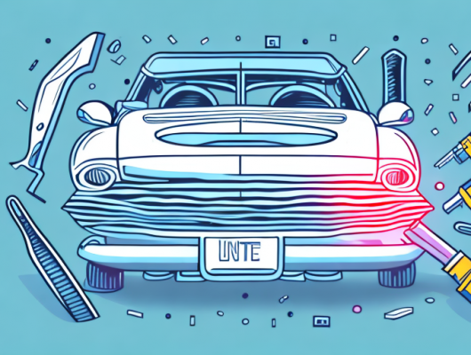 A car with its license plate being unscrewed