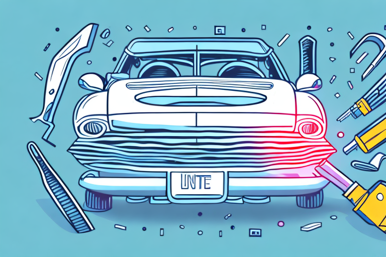 A car with its license plate being unscrewed