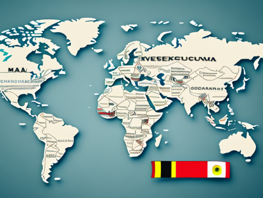 A car with an empty license plate in front of a map showcasing different regions in germany