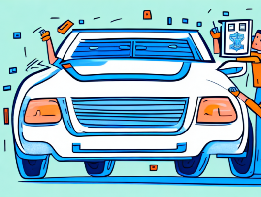 A car with its license plate being changed