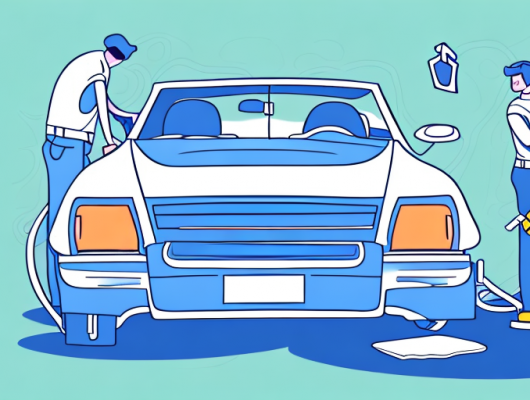 A car with a license plate being removed and another one being placed