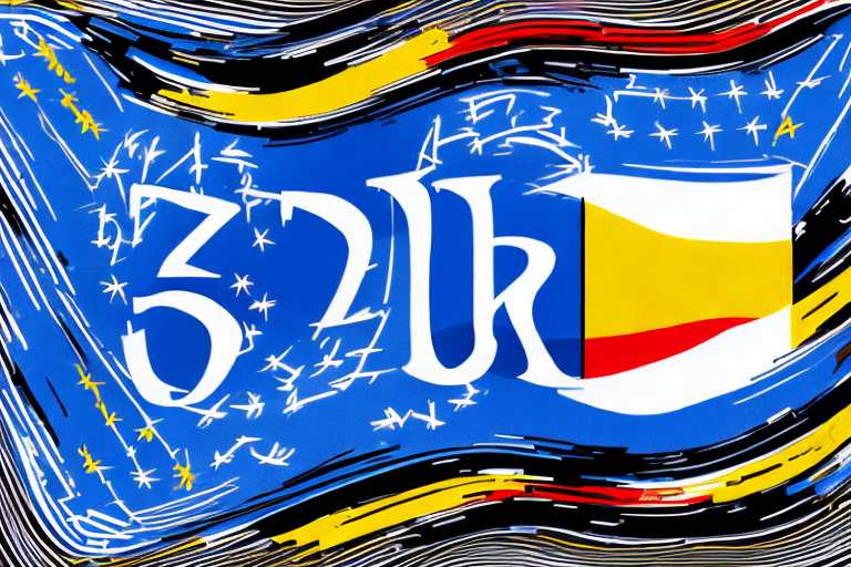A blue license plate with the colors of the german flag (black