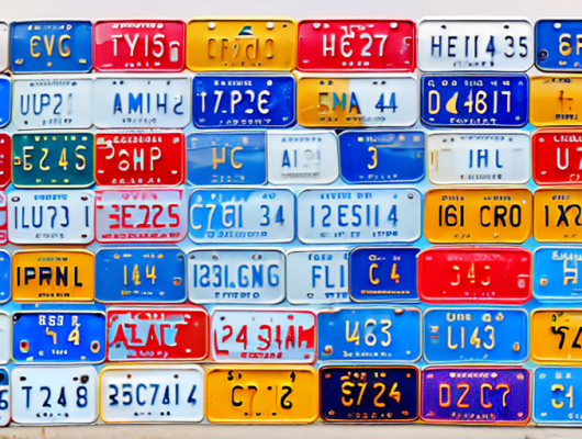 A variety of car license plates from different regions of germany