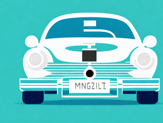 A german car with a magnifying glass hovering over its license plate