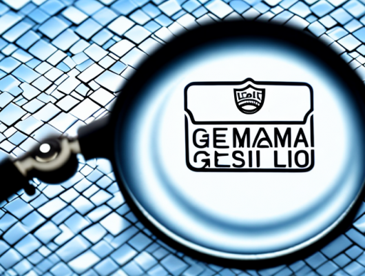 A german license plate being examined under a magnifying glass