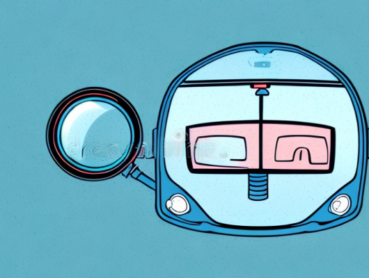 A car with a magnifying glass hovering over its license plate