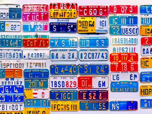 Various types of car license plates from different regions of germany