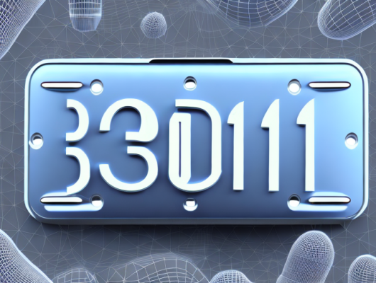 A 3d license plate with a futuristic design