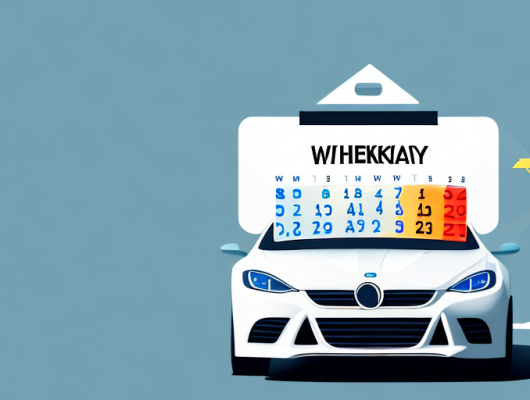 A car with a temporary license plate affixed