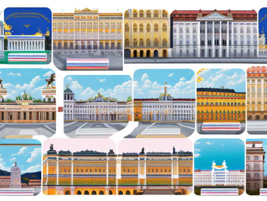 Various austrian license plates against a backdrop of iconic austrian landmarks like the schönbrunn palace