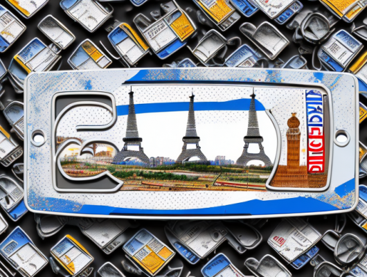 A european car license plate with the letter 'e' prominently displayed