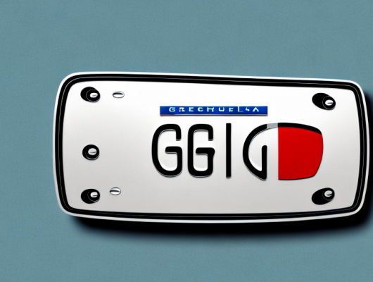 A car license plate with the initials "gr" in a german scenery backdrop