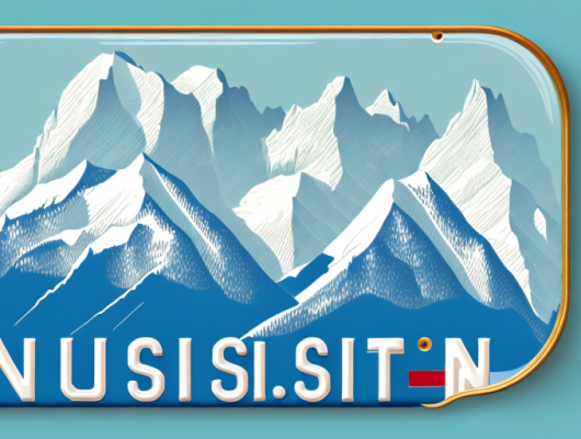 Various types of license plates (nummernschilder) with the swiss alps in the background