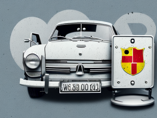 A pair of german license plates (kfz-wechselkennzeichen) with an interchangeable sign