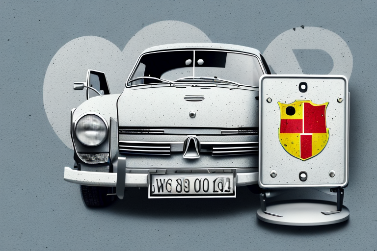 A pair of german license plates (kfz-wechselkennzeichen) with an interchangeable sign