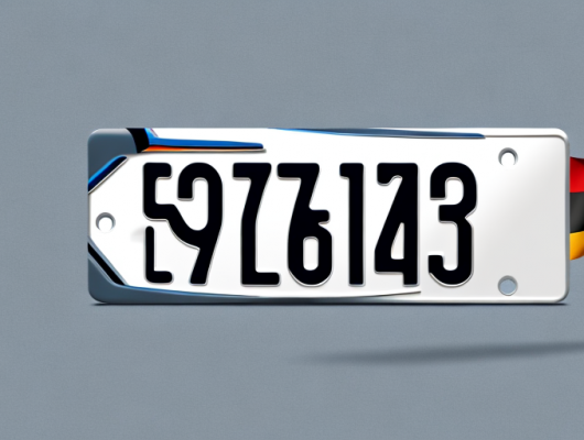 A german license plate with different length measurements shown next to it