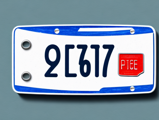 A personalized car license plate with a price tag attached to it