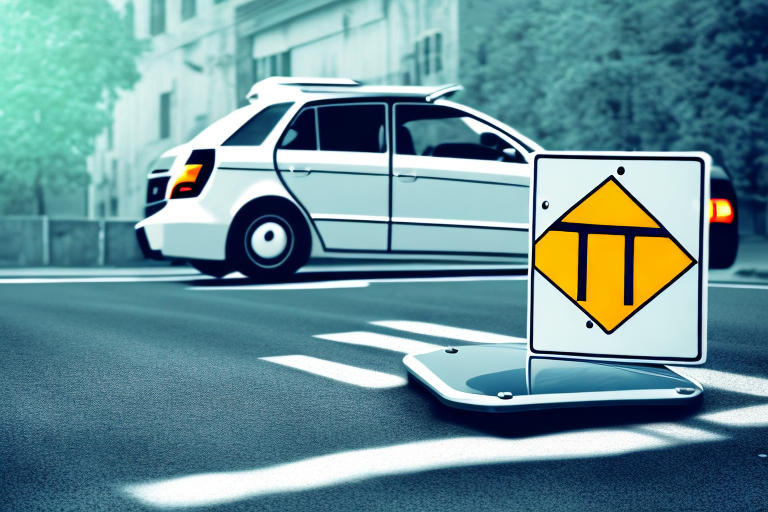A german license plate next to a road with traffic signs and a car in the background