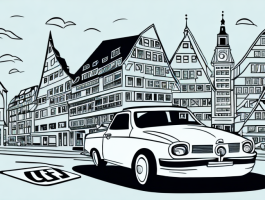 A car without a license plate driving on a german city street