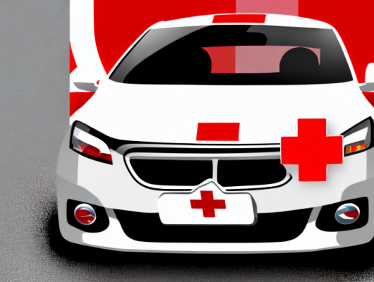 A car with a visible registration plate covered by a red cross