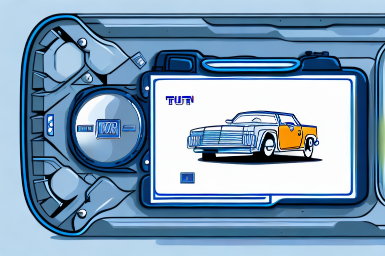 A car without a license plate in front of a building with a tüv (technical inspection association) sign
