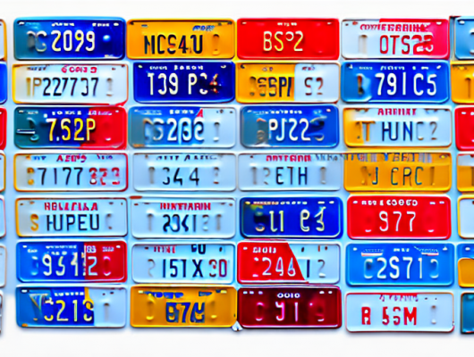 A variety of car license plates