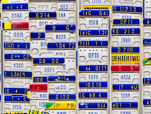 Various german license plates attached to different types of vehicles against a backdrop of popular german landmarks