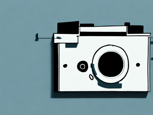 A camera with a blurred image in its viewfinder