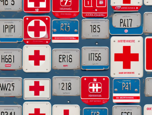 A variety of car license plates with a red cross over them