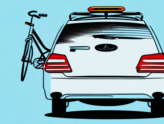 A bicycle carrier attached to the back of a car