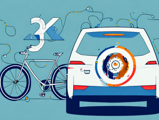 A bicycle rack attached to the back of a car