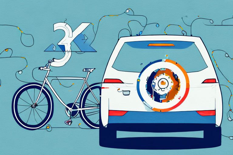 A bicycle rack attached to the back of a car
