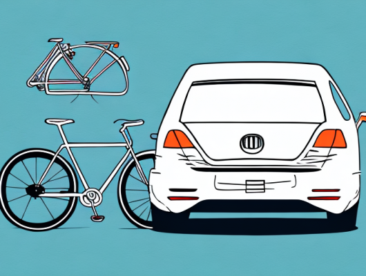 A bicycle rack attached to the back of a car