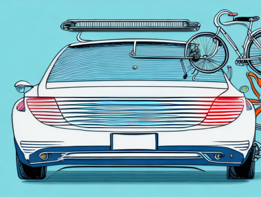 A car with a bicycle rack attached to the back