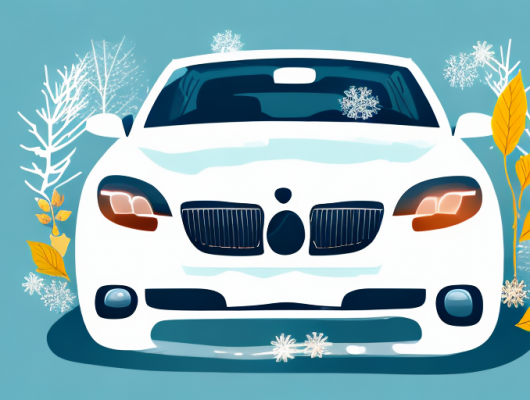 A car with a german license plate surrounded by the four season symbols (spring flower