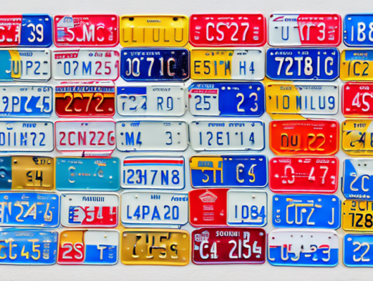 A variety of different car license plates from various regions in germany