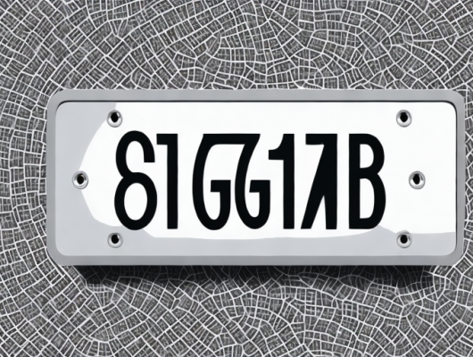 A german license plate with different symbols and signs around it